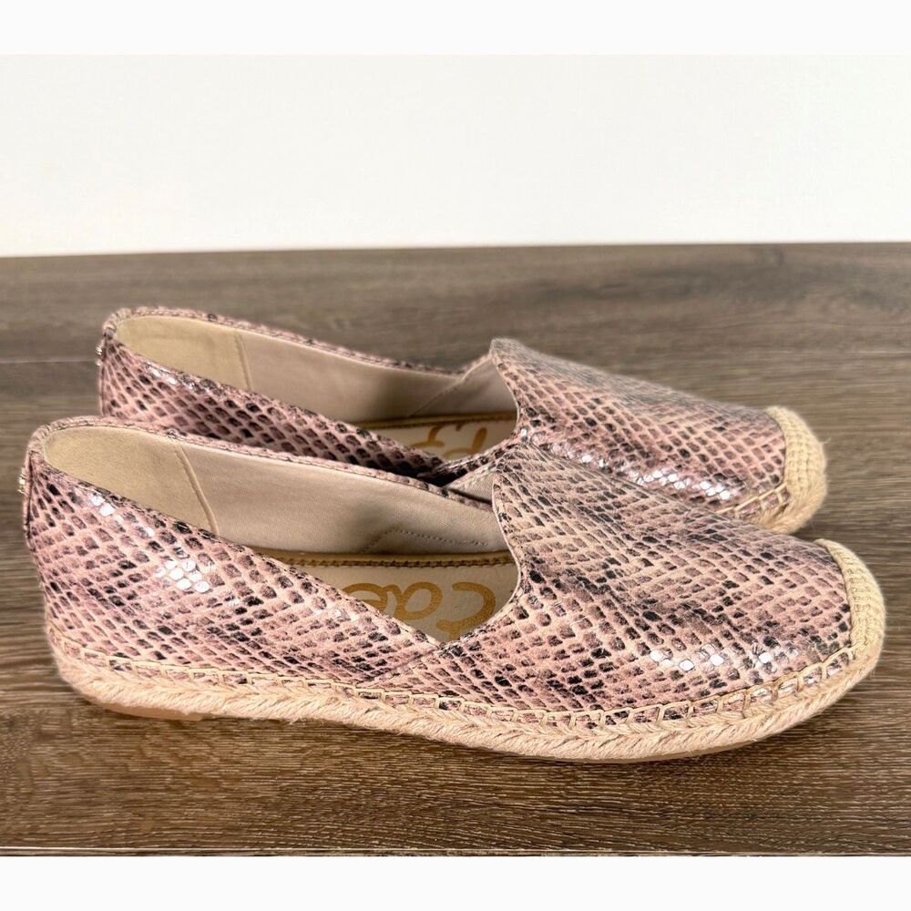 Sam Edelman Pink Snakeskin Espadrille Flats Womens Size 7 Slip On Loafers